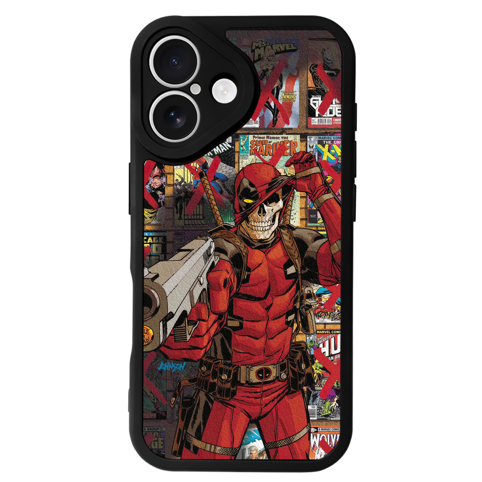 （画像用） Deadpool デッドプール 【iPhone 16シリーズ対応】シリコンスマホケース（レザー調） 材質：シリコン